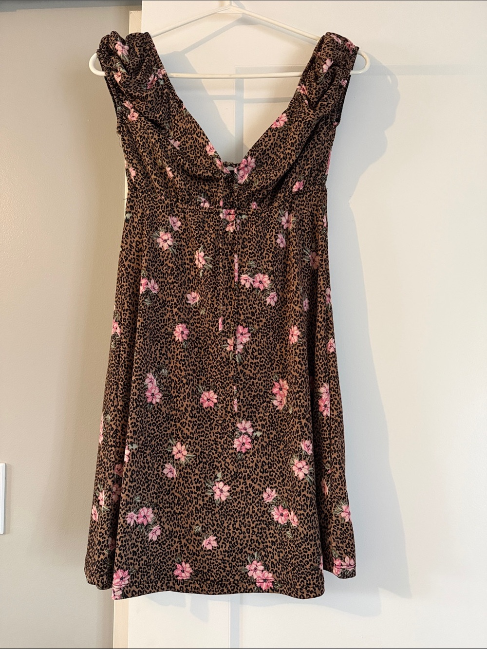 No Boundaries Brown Leopard Print Dress with Pink Floral Accents